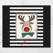 Weihnachtsbaum-Karte gestreift Schwarz-weiß Schaumweinetikett (Einzelnes Label)