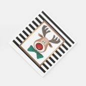 Weihnachtsbaum-Karte gestreift Schwarz-weiß Serviette (Ecke)