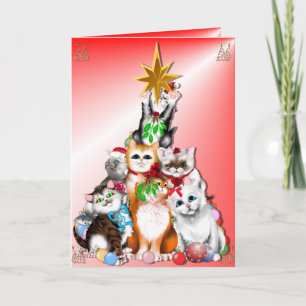 Weihnachtsbaum-Kätzchen-Karte Feiertagskarte