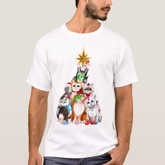 Weihnachtsbaum-Kätzchen-T - Shirt (Vorderseite)