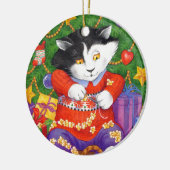 Weihnachtsbaum-Katze Keramik Ornament (Links)