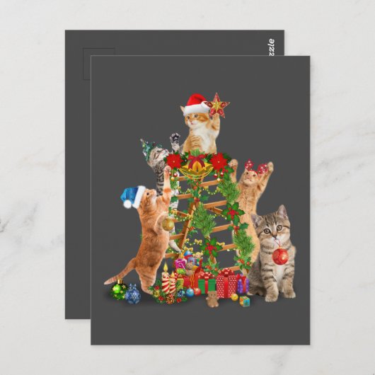 Weihnachtsbaum Katze Ugly Christmas Cat Mama Katze Postkarte (Vorne/Hinten)