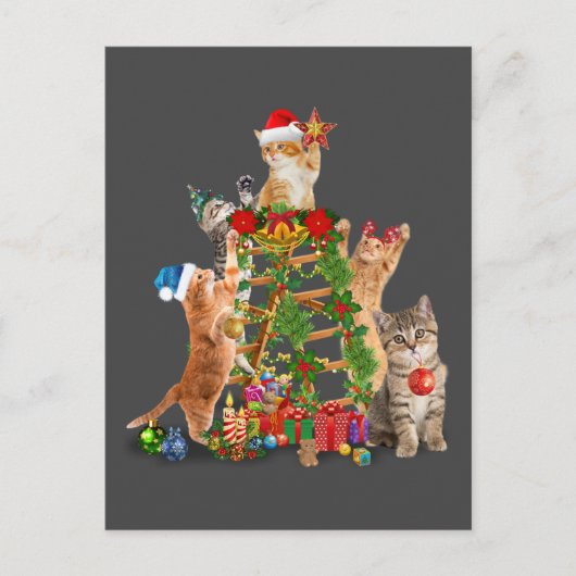 Weihnachtsbaum Katze Ugly Christmas Cat Mama Katze Postkarte (Vorderseite)
