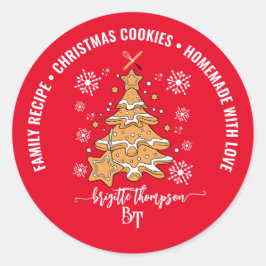 Weihnachtsbaum Keks Backen Crew Schneeflocken Runder Aufkleber