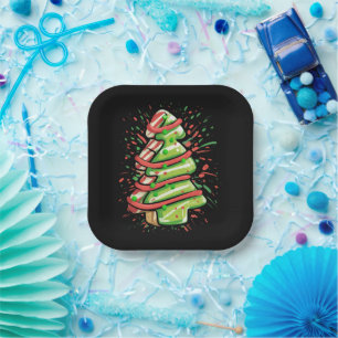 Weihnachtsbaum-Keks-Pinselstrich-Splatter-Preppy Pappteller