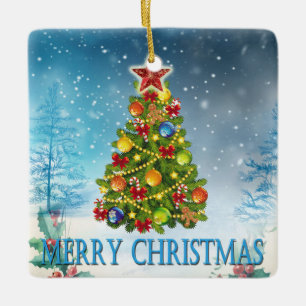 Weihnachtsbaum Keramikornament