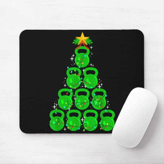 Weihnachtsbaum Kettlebell Xmas Fitnessstudio Worko Mousepad (Mit Mouse)