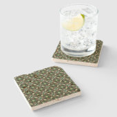 Weihnachtsbaum-Kiefern-Kegel-Muster Steinuntersetzer (Seitenansicht)