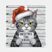 Weihnachtsbaum Killer Funny Cat Ornament Aus Metall (Vorderseite)