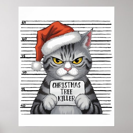 Weihnachtsbaum Killer Funny Cat Poster (Vorne)