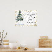 Weihnachtsbaum Kinderdusche Begrüßungszeichen Gold Poster (Küche)