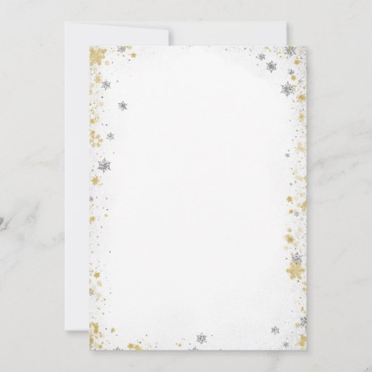 Weihnachtsbaum Kinderdusche Einladung Silver Gold (Rückseite)