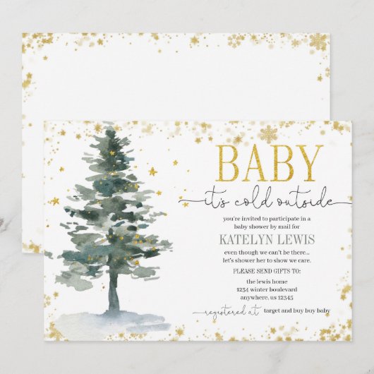 Weihnachtsbaum Kinderdusche per Mail Einladung (Vorne/Hinten)