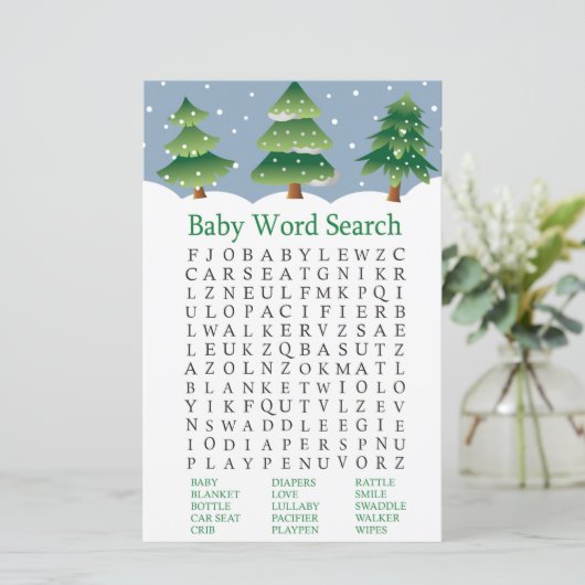 Weihnachtsbaum Kinderdusche Word Search Game (Stehend Vorderseite)
