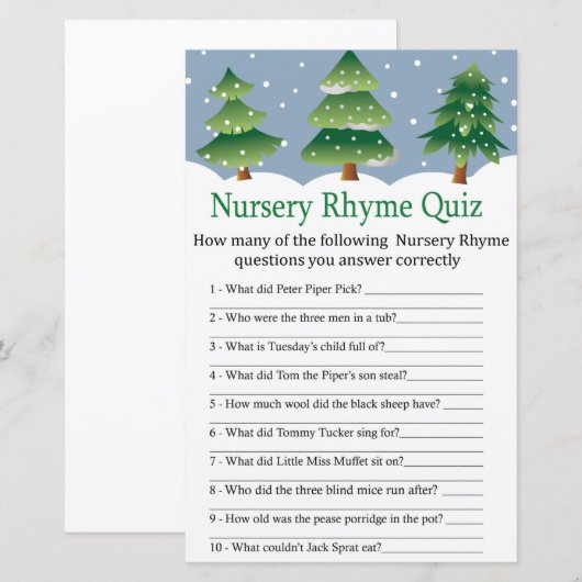 Weihnachtsbaum Kinderzimmer Rhyme Quiz Kinderdusch (Vorne/Hinten)