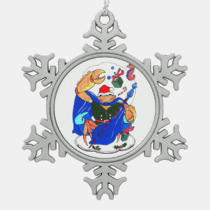 Weihnachtsbaum King Crab und Geschenke entworfen Schneeflocken Zinn-Ornament