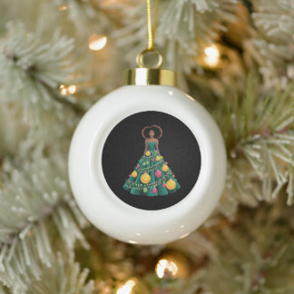 Weihnachtsbaum Kleid Xmas Lichter Afro Frau Keramik Kugel-Ornament