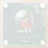 Weihnachtsbaum, kleine Girl-Schneeflocken Glasuntersetzer (Rückseite)