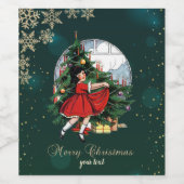 Weihnachtsbaum, kleine Girl-Schneeflocken Weinetikett (Einzelnes Label)