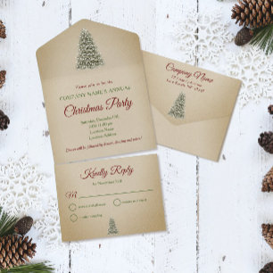 Weihnachtsbaum Kraft Papier Unternehmen Weihnachts All In One Einladung