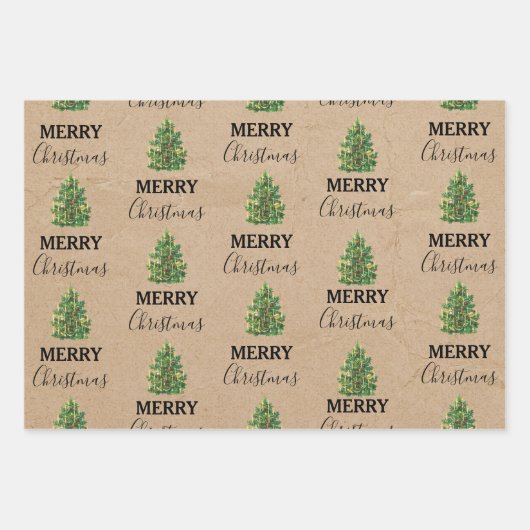 Weihnachtsbaum Kraft Weihnachten Weihnachten Weihn Geschenkpapier Set (Vorderseite)