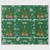 Weihnachtsbaum-Kugeln Schneeflocken Personalisiert Geschenkpapier (Flach)
