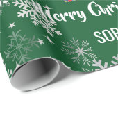 Weihnachtsbaum-Kugeln Schneeflocken Personalisiert Geschenkpapier (Rolleneckpunkt)
