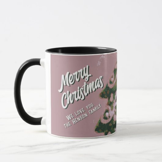 Weihnachtsbaum Künstlerisches Pink Merry Script Fa Tasse (Links)