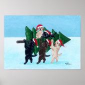 Weihnachtsbaum-Labradoren im Schneefelder Kunstwer Poster (Vorne)