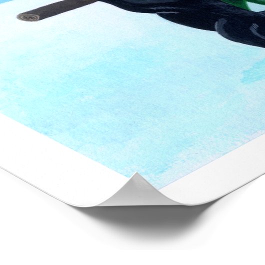 Weihnachtsbaum-Labradoren im Schneefelder Kunstwer Poster (Ecke)