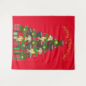 Weihnachtsbaum Labradors Red Tapestry Wandteppich (Vorderseite (Horizontal))