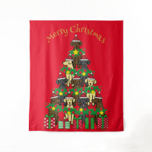 Weihnachtsbaum Labradors Red Tapestry