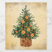 Weihnachtsbaum Landhaus Einfach Weinetikett (Einzelnes Label)