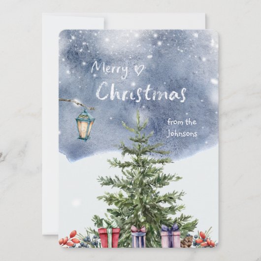 Weihnachtsbaum Lantern Feiertagskarte (Vorderseite)