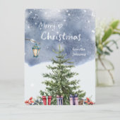 Weihnachtsbaum Lantern Feiertagskarte (Stehend Vorderseite)