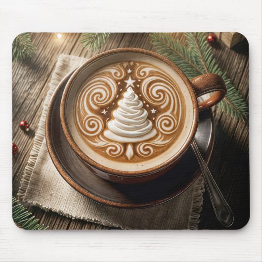 Weihnachtsbaum Latte Mousepad (Vorne)
