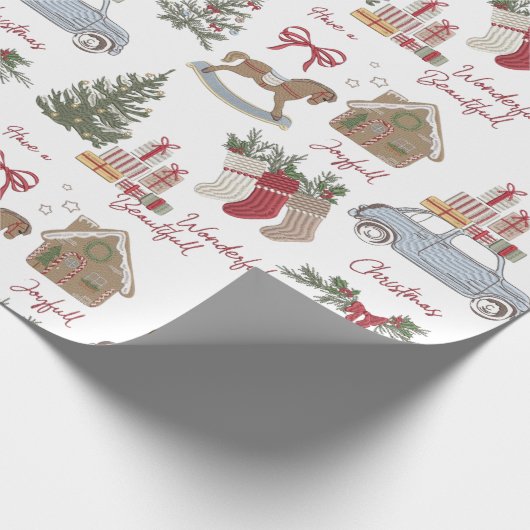 Weihnachtsbaum, Lebkuchen und Auto Geschenkpapier (Ecke)