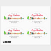 Weihnachtsbaum, Lebkuchen und Santa Ovaler Aufkleber (Blatt)