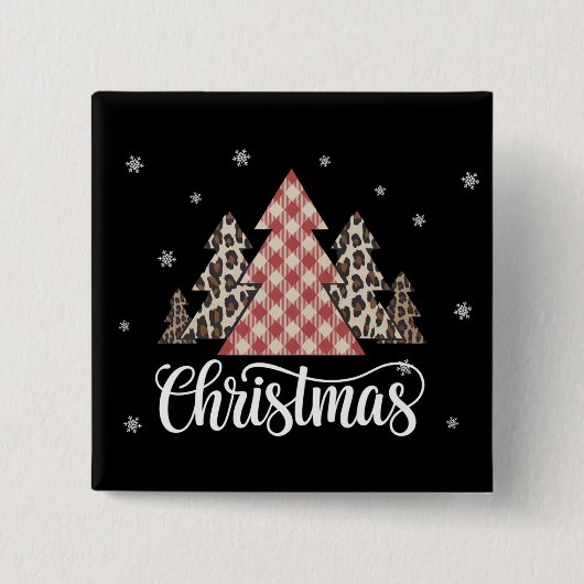 Weihnachtsbaum Leopard Funny Xmas Urlaub Button (Vorderseite)