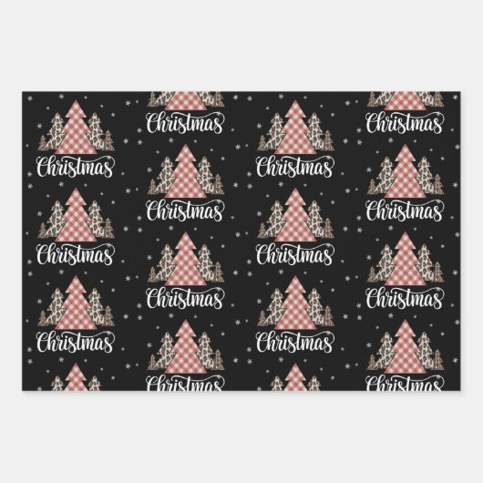 Weihnachtsbaum Leopard Funny Xmas Urlaub Geschenkpapier Set (Vorderseite)
