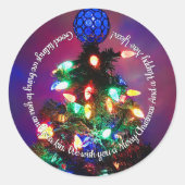 Weihnachtsbaum leuchtet blauer Silvesterglanz Runder Aufkleber (Vorderseite)