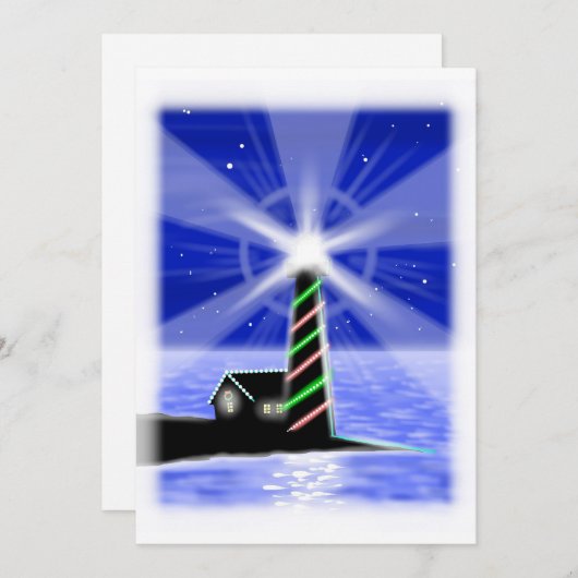 Weihnachtsbaum-Leuchtturm Feiertagskarte (Vorne/Hinten)