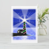 Weihnachtsbaum-Leuchtturm Feiertagskarte (Stehend Vorderseite)