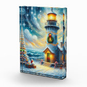 Weihnachtsbaum Leuchtturm Nautical Coastal Blue Fotoblock (Rechts)