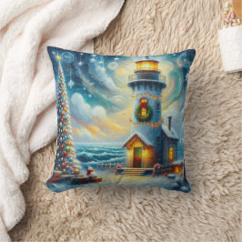Weihnachtsbaum Leuchtturm Nautical Coastal Blue Kissen