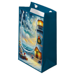 Weihnachtsbaum Leuchtturm Nautical Coastal Blue Kleine Geschenktüte