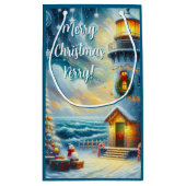 Weihnachtsbaum Leuchtturm Nautical Coastal Blue Kleine Geschenktüte (Rückseite)