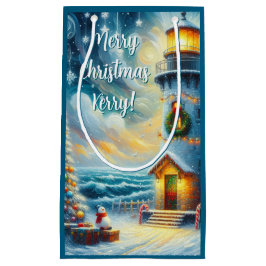 Weihnachtsbaum Leuchtturm Nautical Coastal Blue Kleine Geschenktüte