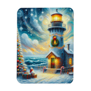 Weihnachtsbaum Leuchtturm Nautical Coastal Blue Magnet