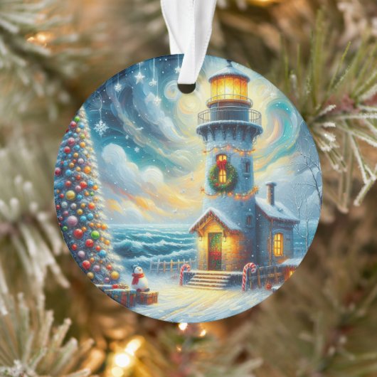 Weihnachtsbaum Leuchtturm Nautical Coastal Blue Ornament (Baum)